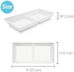 Divided Serving Tray Platter, 3 Pack 10" x 5" Fruit Veggie Food Tray for Party, Plastic Serving Trays for Appetizer, Snack, Dessert, Cookie, Brunch Decorations Platters, White Trays BPA-Free