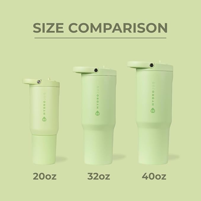 HydroJug Sport - Stainless Steel Tumbler with Straw, Vacuum Insulated, 20oz Leakproof Water Bottle, Ergonomic Design, Reusable, Dishwasher Safe, Rubber Base, Durable for Gym or Outdoors, Melon