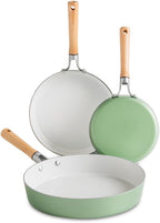 Nordic Ware Cardamom Ceramic Nonstick 3 Piece Fry Pan Set - Includes 8 Inch, 10 Inch and 12 Inch