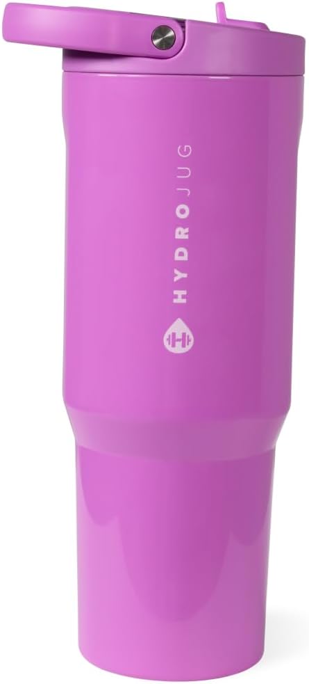 HydroJug Sport - Stainless Steel Tumbler with Straw, Vacuum Insulated, 40oz Leakproof Water Bottle, Ergonomic Design, Reusable, Dishwasher Safe, Rubber Base, Durable for Gym or Outdoors, Pulse