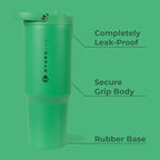 HydroJug Sport - Stainless Steel Tumbler with Straw, Vacuum Insulated, 32oz Leakproof Water Bottle, Ergonomic Design, Reusable, Dishwasher Safe, Rubber Base, Durable for Gym or Outdoors, Clover
