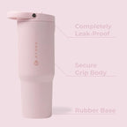 HydroJug Sport - Stainless Steel Tumbler with Straw, Vacuum Insulated, 40oz Leakproof Water Bottle, Ergonomic Design, Reusable, Dishwasher Safe, Rubber Base, Durable for Gym or Outdoors, Pink Sand