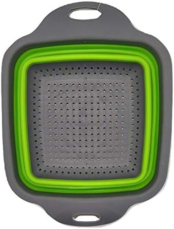 Space Saving Collapsible Silicone Kitchen Colander Food Strainer (Green)