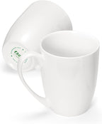 Chulan White Thin Over 45% Bone Content Fine Bone China Coffee Mugs 10 oz, Lightweight Porcelain Cups for Espresso Latte Mocha Cappuccino, Luxury Ceramic Tea Cup, Set of 2 Dishwasher Microwave Safe