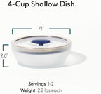 Anyday 4-Cup Microwave Cookware & Glass Container with Glass Lid, Plastic-Free Shallow Food Storage | Stackable Airtight Steamer with Vented Lid for Microwave-Safe Reheating, Steaming Vegetables