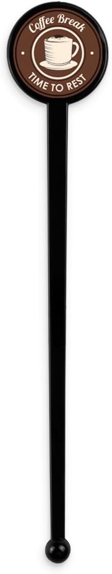 7" Custom Black Plastic Drink Stirrers – Personalized Swizzle Sticks – Ideal for Cocktails, Coffee, and Events – Great for Bars, Restaurants, and Parties – 50 Pack