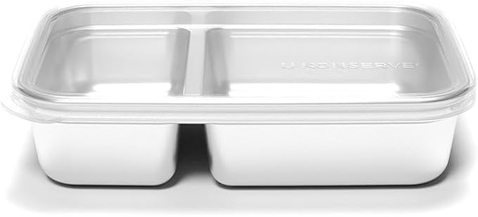 U Konserve Stainless Steel Rectangle Food Storage Bento Box Container, Leak Proof Silicone Lid Dishwasher Safe - Plastic Free