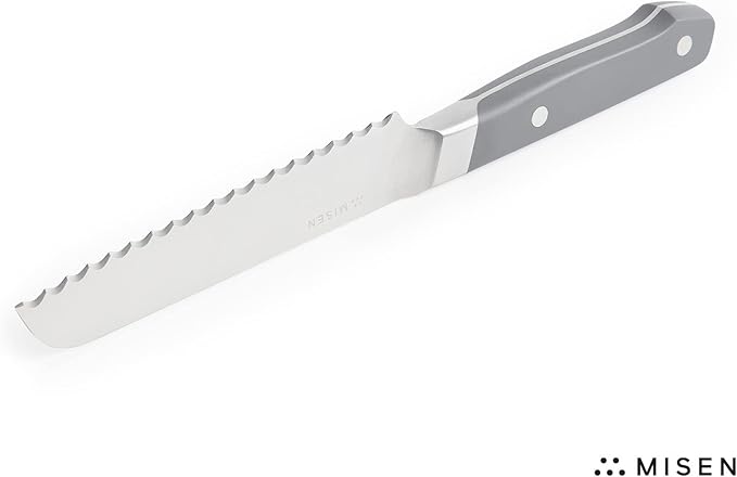 Misen Serrated Bread Knife - High-Carbon Japanese AUS8 Steel - Perfect for Soft Foods, Bread, Pastries, and Fruits - Verstatile Slicer, Razor-Sharp Edge, Durable Blade, Ergonomic Handle - 5", White