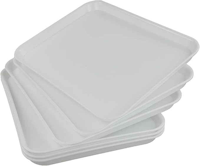 White Large Plastic Fast Food Serving Tray, Rectangle, 6 Packs