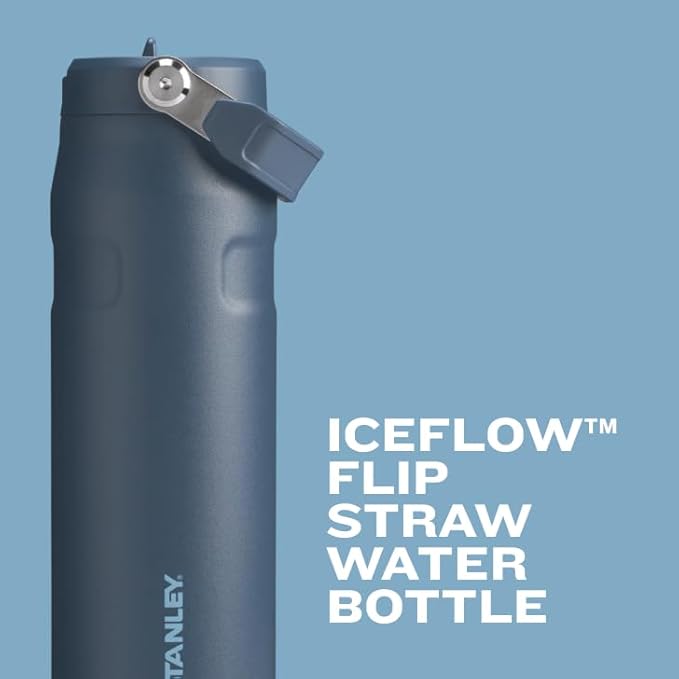 Stanley IceFlow Flip Straw 2.0 Water Bottle 24 OZ | Built-In Straw with Larger Opening | Lightweight & Leak-Resistant | Insulated Stainless Steel | BPA-Free | Plum
