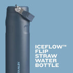 Stanley IceFlow Flip Straw 2.0 Water Bottle 24 oz | Built-In Straw with Larger Opening | Lightweight and Leak Resistant | Insulated Stainless Steel | BPA-Free | Twilight