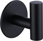 Adhesive Hooks 304 Stainless Steel Robe Hook Holder Heavy Coat Hook for Bathroom Kitchen Livingroom Garage Hotel Brushed Finish 2pcs (Matte Black)