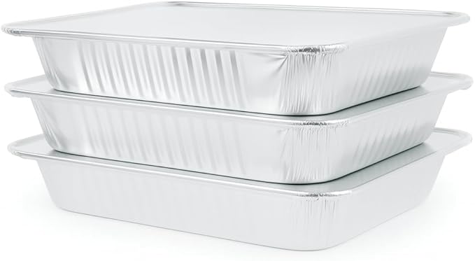 Ruthy's Outlet Disposable Aluminum Foil Pans, Half Size Steam Table Deep, 30 Pack, Silver, 2.5 Inches Deep (10 Pack/w Lids)