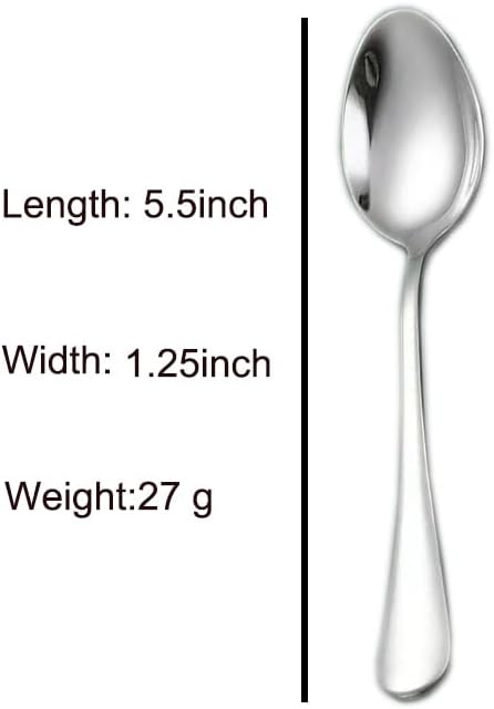 Wesdxc56 Demitasse Espresso Spoons, Mini Coffee Spoon, 5.5 Inches Stainless Steel Small Spoons for Dessert, Set of 6（Silver)