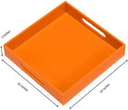 Orange Sturdy Acrylic Serving Tray with Handles-10x10Inch-Serving Coffee,Food,Breakfast,Butler-Kitchen Countertop Tray-Makeup Drawer Organizer-Vanity Table,Ottoman Tray-Decorative Tray