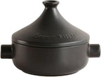 Tagine Moroccan Pot 2.5l Tajine Cooking, Enameled Ceramic Lid Dish Large Capacity, Cone Shaped Lid, Cookware Gift (Black)