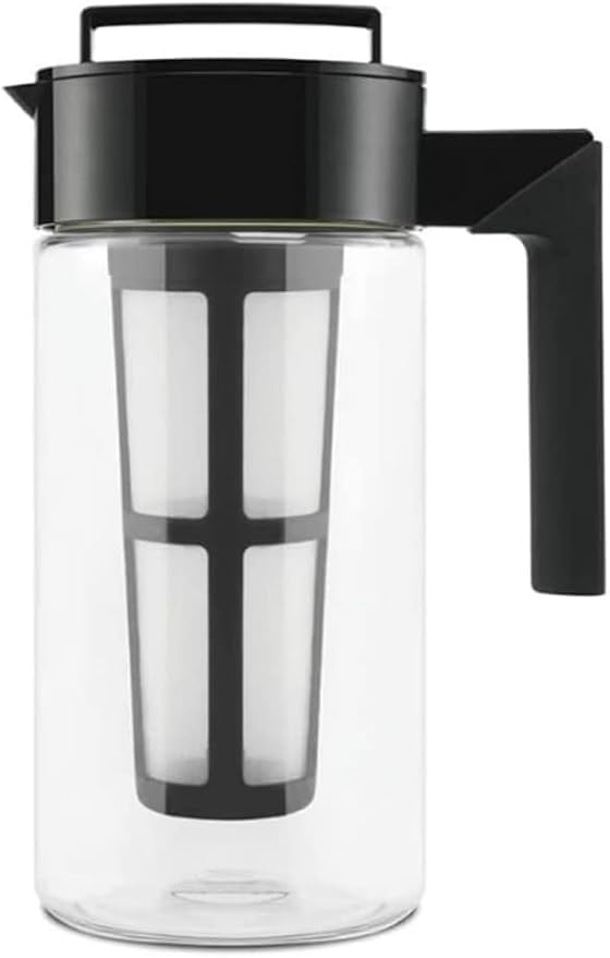 Takeya Tritan Cold Brew Coffee Maker - Airtight Pitcher with Leak-Free Lid - BPA-Free Cold Brew Maker with Silicone Handle - Dishwasher-Safe Pitcher for Homemade Cold Brew - 1 Quart, Black