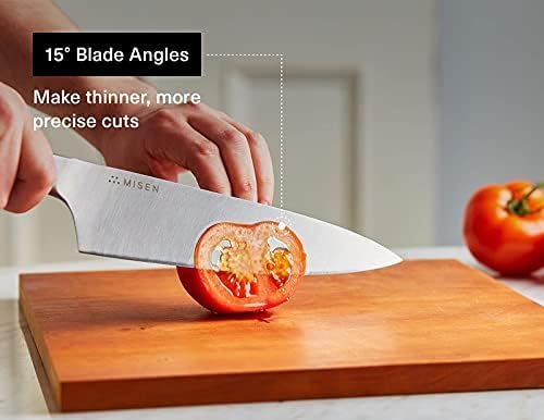 Misen 8" Chef Knife – High Carbon Japanese AUS-10 Stainless Steel – Hybrid German & Japanese Blade – Precision Kitchen Knife for Professionals & Home Cooks – Ultimate Cutting Performance - White