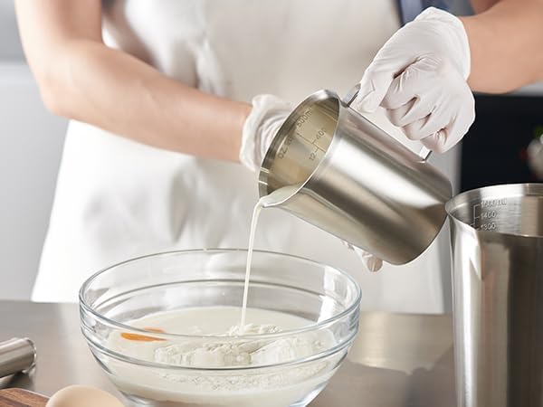 CURTA 18/8 Stainless Steel Measuring Cup with Handle and Pour Lip, Metal Pitcher with Oz and ML marking, 16OZ/500ML- 2 Cup), Heavy-Duty Pitcher