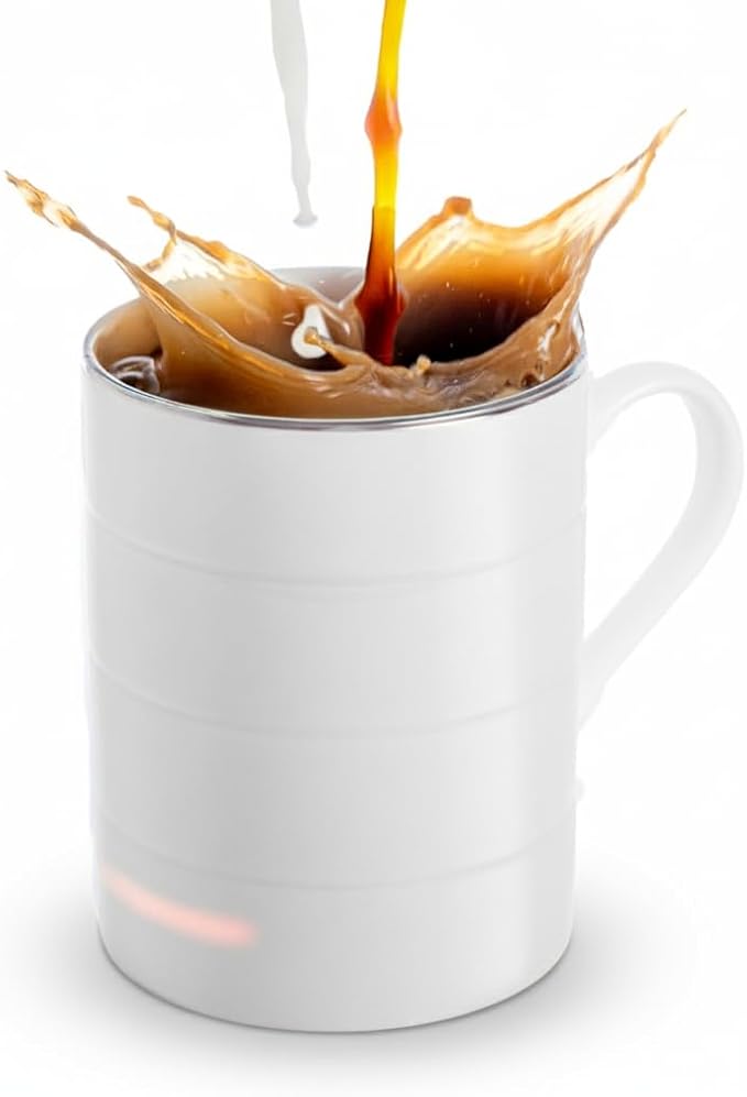 Glowstone Smart Heated Coffee Mug with Wireless Charging Base Self-heating Made from Fine Bone China Electric Coffee Mug and Self Heating Mug Keeps Drinks Hot Stay Hot Electric Coffee Mug