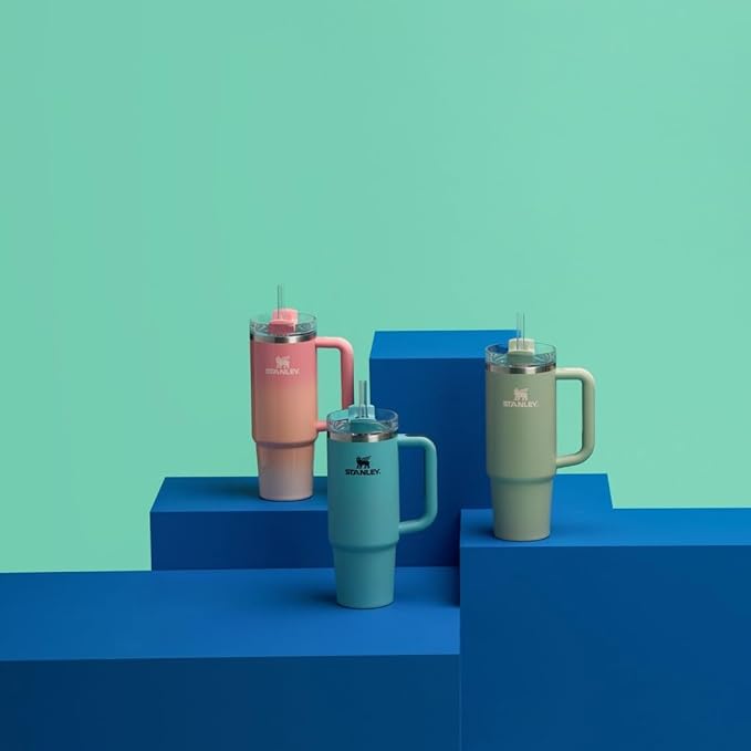 STANLEY Quencher H2.0 Tumbler with Handle and Straw 30 oz | Flowstate 3-Position Lid | Cup Holder Compatible for Travel | Insulated Stainless Steel Cup | BPA-Free | Pink Mesa Sunset