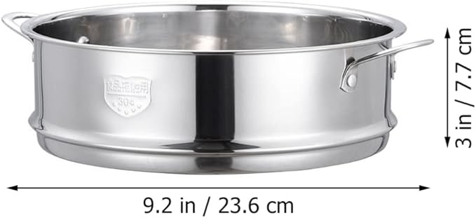 HEMOTON Stainless Steel Stackable Steamer Basket: 22cm Metal Steamer Pot Insert Pan Steaming Cookware for Dumpling Eggs Bun Dim Sum Meat Fish Rice Vegetable