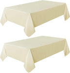 sancua 2 Pack Beige Tablecloth 60 x 120 Inch, Rectangle 8 Feet Table Cloth - Stain and Wrinkle Resistant Washable Polyester Table Cover for Dining Tables, Buffet Parties and Camping