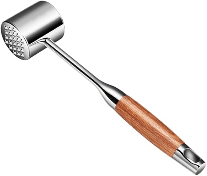 Meat Tenderizer Tool 304SS for Kitchen,Meat Mallet Meat Hammer Meat Beater for Tenderizing and Flattening Meat,Meat Pounder Tenderizer for Pounding Meats, Hanging Loop,Basic Handle (Rosewood)