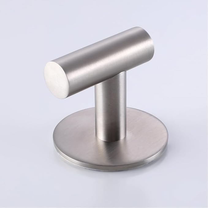 Self Adhesive Hooks 304 Stainless Steel Heavy Duty Hangers Without Nails for Bathrooms Kitchen Livingroom Garage Hotel Towel Hook-2 Pack (Silver)