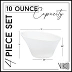 Vikko White Soup Bowls, Set of 4 Ceramic White Bowls, 10 Ounce Versatile Salad, Soup Bowl or Dessert Bowl, Elegant Shape, Dishwasher Safe