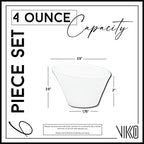 Vikko Mini White Bowls, Set of 6 Fine Ceramic White Bowls, 3.75 Ounce Small Bowl, Elegant Shape, Versatile for Dips, Desserts or Candy Dish, Dishwasher Safe