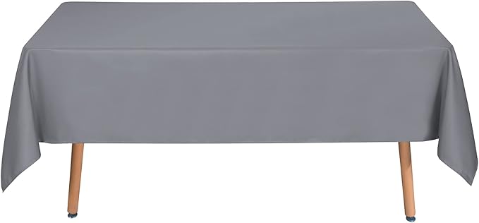 sancua Rectangle Tablecloth - 54 x 120 Inch - Water Resistant Spill Proof Washable Polyester Table Cloth, Decorative Fabric Table Cover for Dining Tables, Buffet Parties and Camping, Light Grey