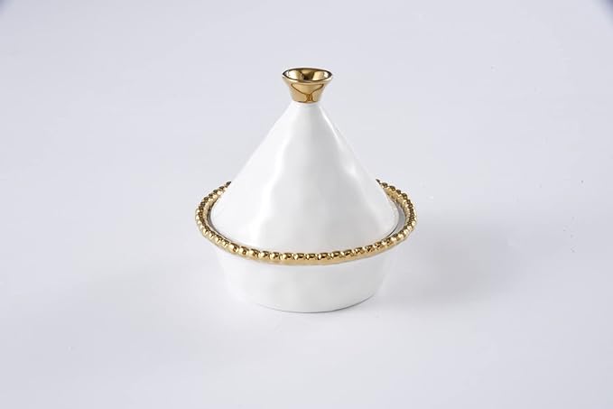 Pampa Bay Golden Salerno Titanium-Plated Porcelain Small Tagine, 5 x 5in