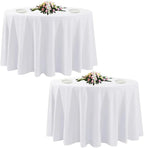 2 Pack White Round Tablecloths, 120 Inch Stain Resistant and Wrinkle Polyester Fabric Washable Table Clothes Cover for Kitchen Dining, Wedding, Reception Banquet, Birthday Party, Buffet Restaurant