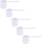 Plastic Measuring Scoop, (70 cc | 4.73 tbsp | 2.37 fl oz. | 70 mL) Long Handle Spoons for Powders, Granules, Coffee, Pet Food, Baking Supplies, Protein and Other Dry Goods, BPA Free (Set of 5)