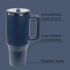 HydroJug Traveler - 32 oz Water Bottle with Handle & Flip Straw - Fits in Cup Holder, Leak Resistant Tumbler-Reusable Insulated Stainless Steel & Rubber Base - Gifts for Women & Men, Midnight