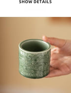 Ceramic Espresso Cups Set of 2 or 4-3oz Demitasse Cups for Coffee & Tea, No Handles, Durable & Dishwasher Safe ((green, 4)