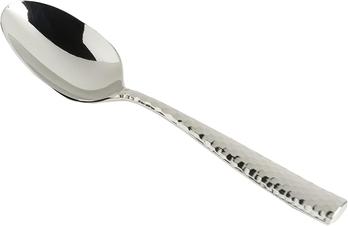 Fortessa Lucca Faceted 18/10 Stainless Steel Flatware Dessert/Oval Soup Spoon, Set of 12