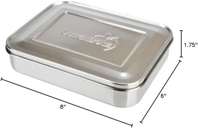 LunchBots Large Cinco Stainless Steel Lunch Container - Five Section Design Holds a Variety of Foods - Metal Bento Box - Dishwasher Safe - Stainless Lid
