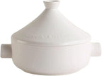 Tagine Moroccan Pot 2.5l Tajine Cooking, Enameled Ceramic Lid Dish Large Capacity, Cone Shaped Lid, Cookware Gift (White)