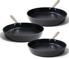 Alva Maestro Ceramic Frying Pan 3-Piece Set – No PTFE, PFOA, PFAS & Non-Toxic Nonstick Pan – Healthy Cooking Made Easy, Oven & Induction Safe, Even Heat, Scratch-Resistant, Sleek Belgian Design