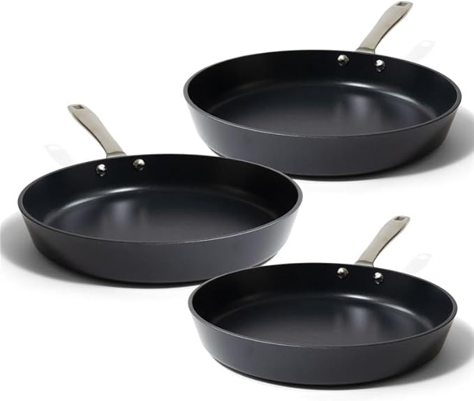 Alva Maestro Ceramic Frying Pan 3-Piece Set – No PTFE, PFOA, PFAS & Non-Toxic Nonstick Pan – Healthy Cooking Made Easy, Oven & Induction Safe, Even Heat, Scratch-Resistant, Sleek Belgian Design