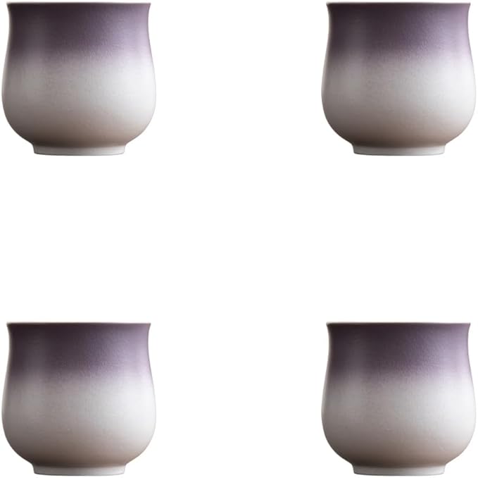 4-Oz Ceramic Espresso Cups Set - Multi-Color, Handle-Free Design for Home & Cafe | Dishwasher-Safe Stoneware Cups (Gradient Purple, 4)