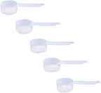 Plastic Measuring Scoop, (25 cc | 5 tsp | 1.67 Tablespoon | 25 mL) Long Handle Spoons for Powders, Granules, Coffee, Pet Food, Baking Supplies, Protein and Other Dry Goods, BPA Free (Set of 5)