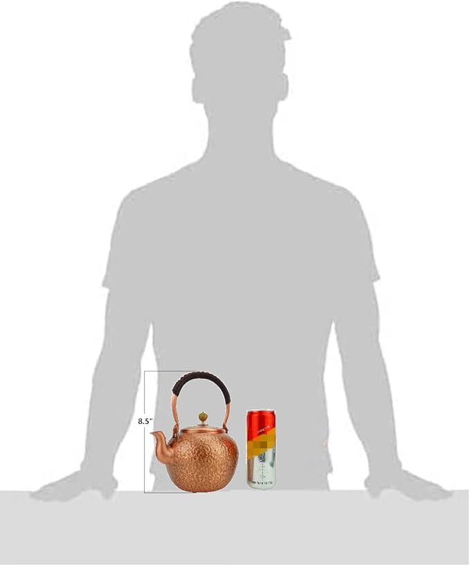 Funmaker Handmade Solid Copper Tea Pot Kettle Stovetop Teapot Thick Hammered Copper Tea Pot Kettle Stovetop Teapot Made for gasstove tops pure copper kettle (Type 5-1400ml)