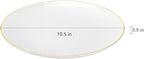 10.5” Porcelain Coupe Dinner Plates with Golden Rim, Stackable Off-White Ceramic and Round, Perfect for Salad, Dessert, Steak, Pasta (Set of 6)