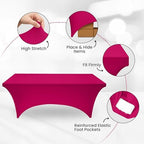 Utopia Kitchen 6FT Spandex Tablecloth [1 Pack, Fuchsia] 200 GSM Stretch, Fitted, Washable and Wrinkle Resistant Table Cloth Rectangle Cover for Trade Shows, Wedding, Parties [72Lx30Wx30H Inch]