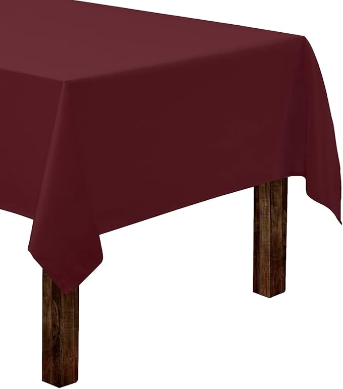 Gee Di Moda Rectangle Tablecloth - 60 x 84 Inch Burgundy Table Cloth for 5 Foot Rectangle Table - Heavy Duty Washable Fabric - for 5 Ft Buffet Table, Holiday Party, Dinner, Wedding & Baby Shower