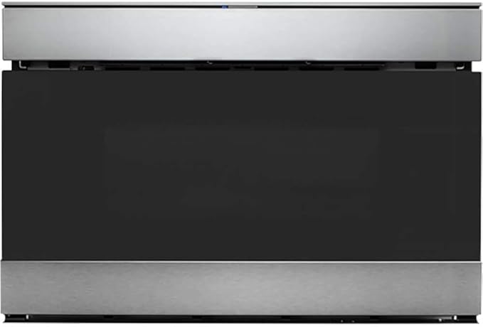 SHARP SMD2489ES Smart Microwave Drawer Oven with Easy Wave Open, 24-inch, 1.2 Cubic Feet, 950 Watt, Concealed Glass Touch Control Panel, Works with Alexa Certified, Edge to Edge Black Glass, Stainless