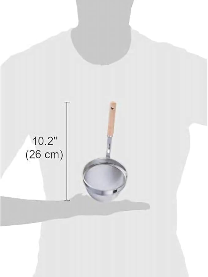 TIKUSAN Miso Strainer and Muddler Miso Dissolver Misokoshi Stainless Steel with Wooden Muddler for Making Miso Soup Made in Japan Large Size